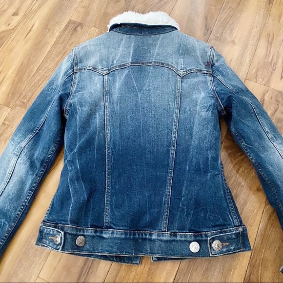 TRUE RELIGION DENIM FAUX FUR LINED FALL WINTER QUILTED JEAN JACKET OUTERWEAR S - Picture 3 of 8